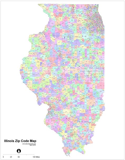 Map of Illinois with Zip Codes